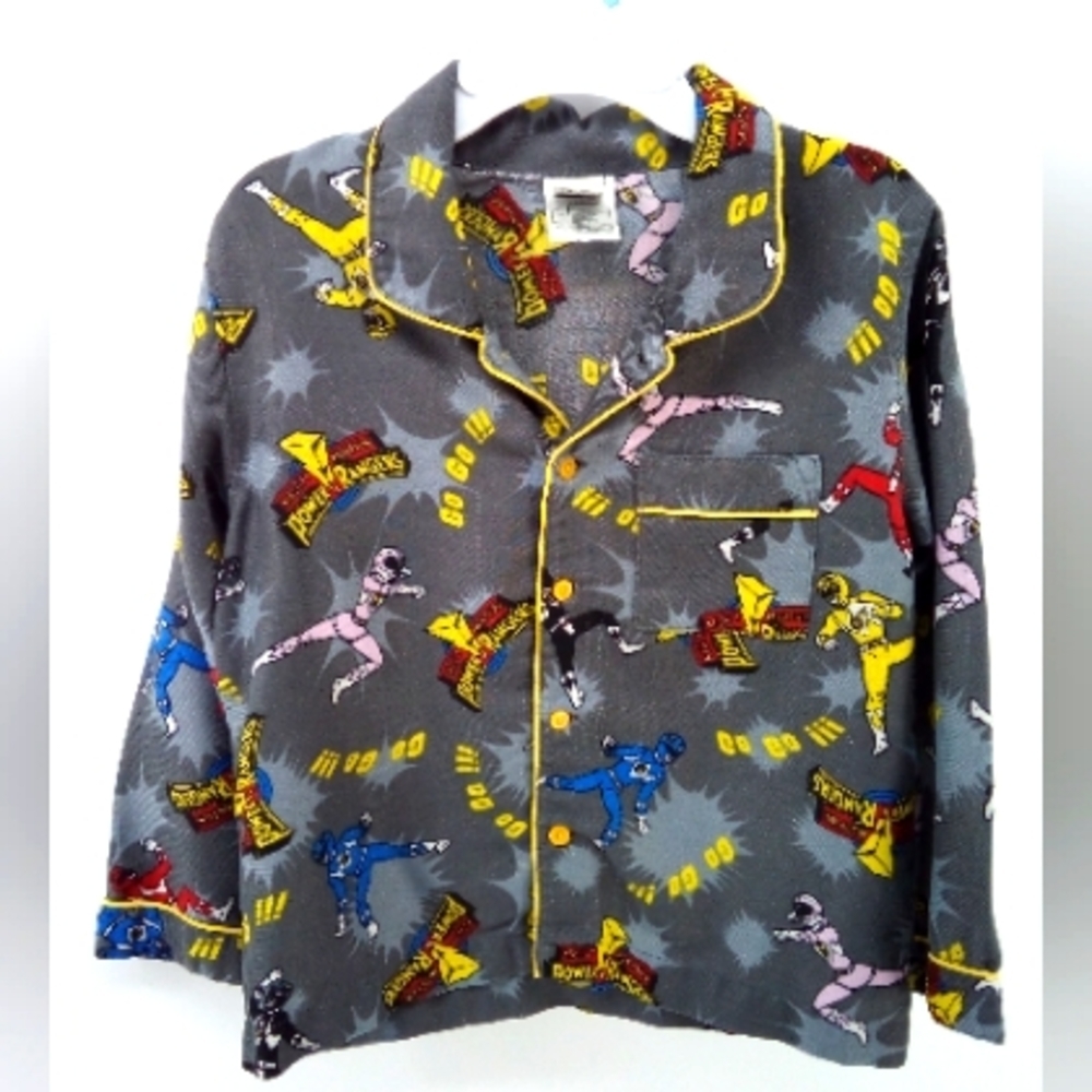 Vintage MMPR Pajama Boys Top Gray Disney Mighty Morphin Power Rangers 7